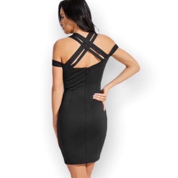 Guess Women’s Valorie Crisscross Bodycon Dress Jet Black Medium - Picture 4 of 10